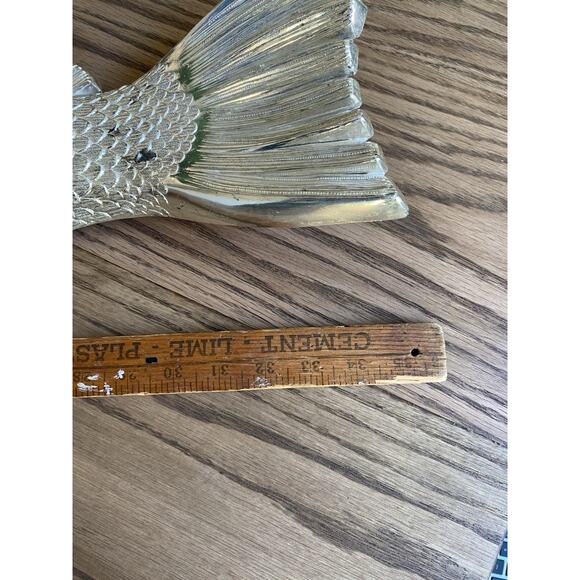 Vintage Midcentury Wood Pewter Fish Cutting Serving Board 36" Made in France - Picture 4 of 6